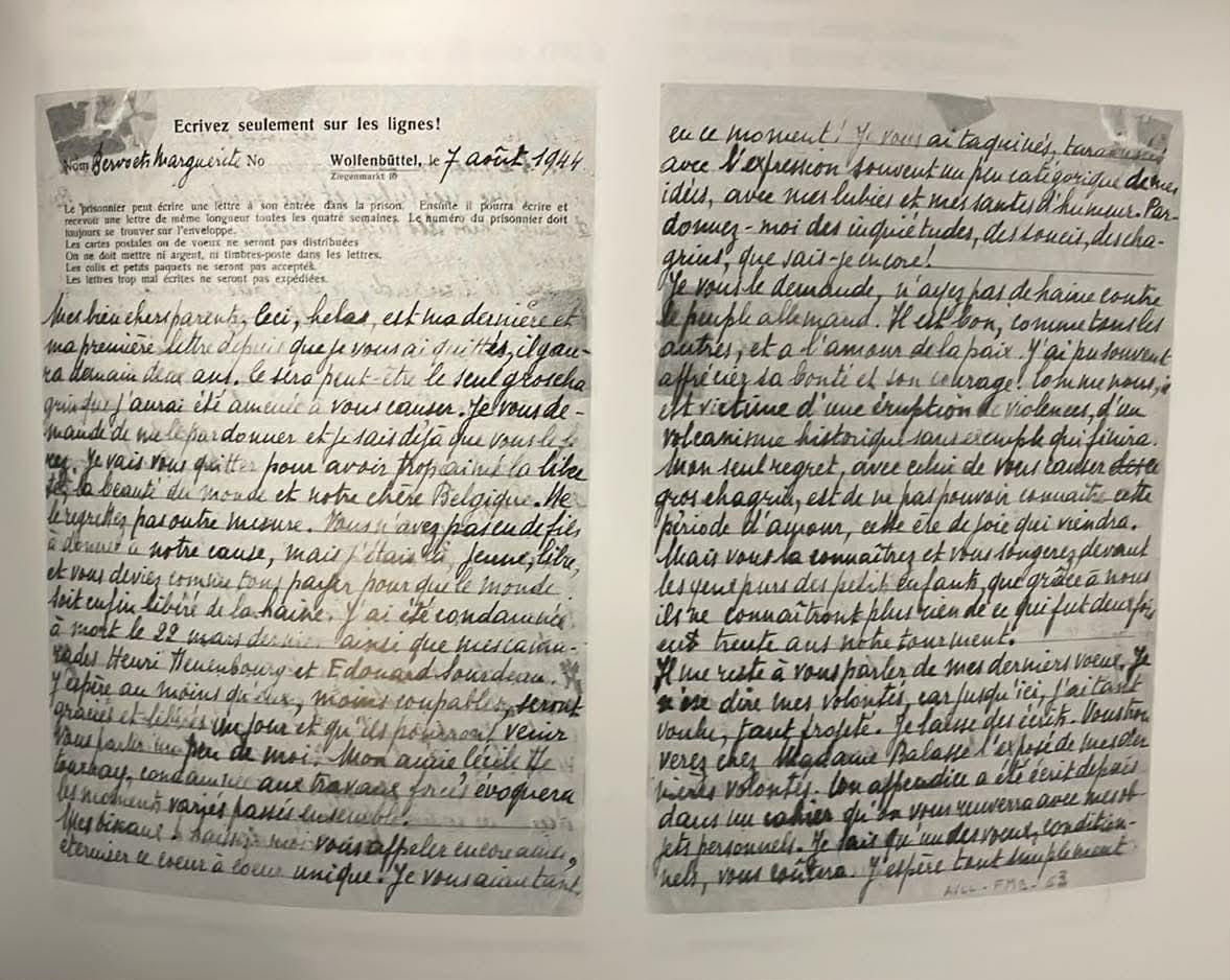 Bervoets - Lettre d'adieu