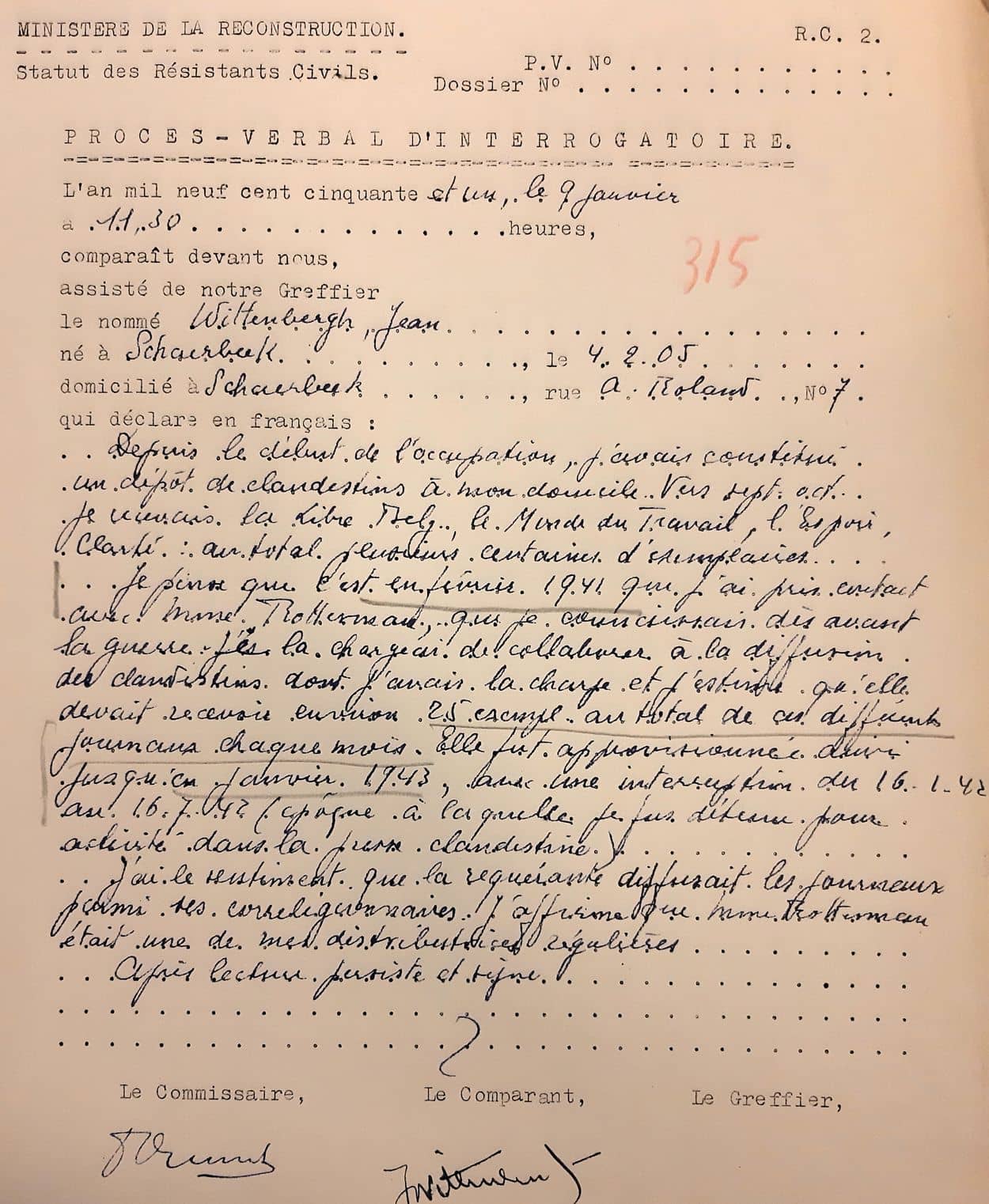 Esther Rottesman - Témoignage Jean Wittenbergh