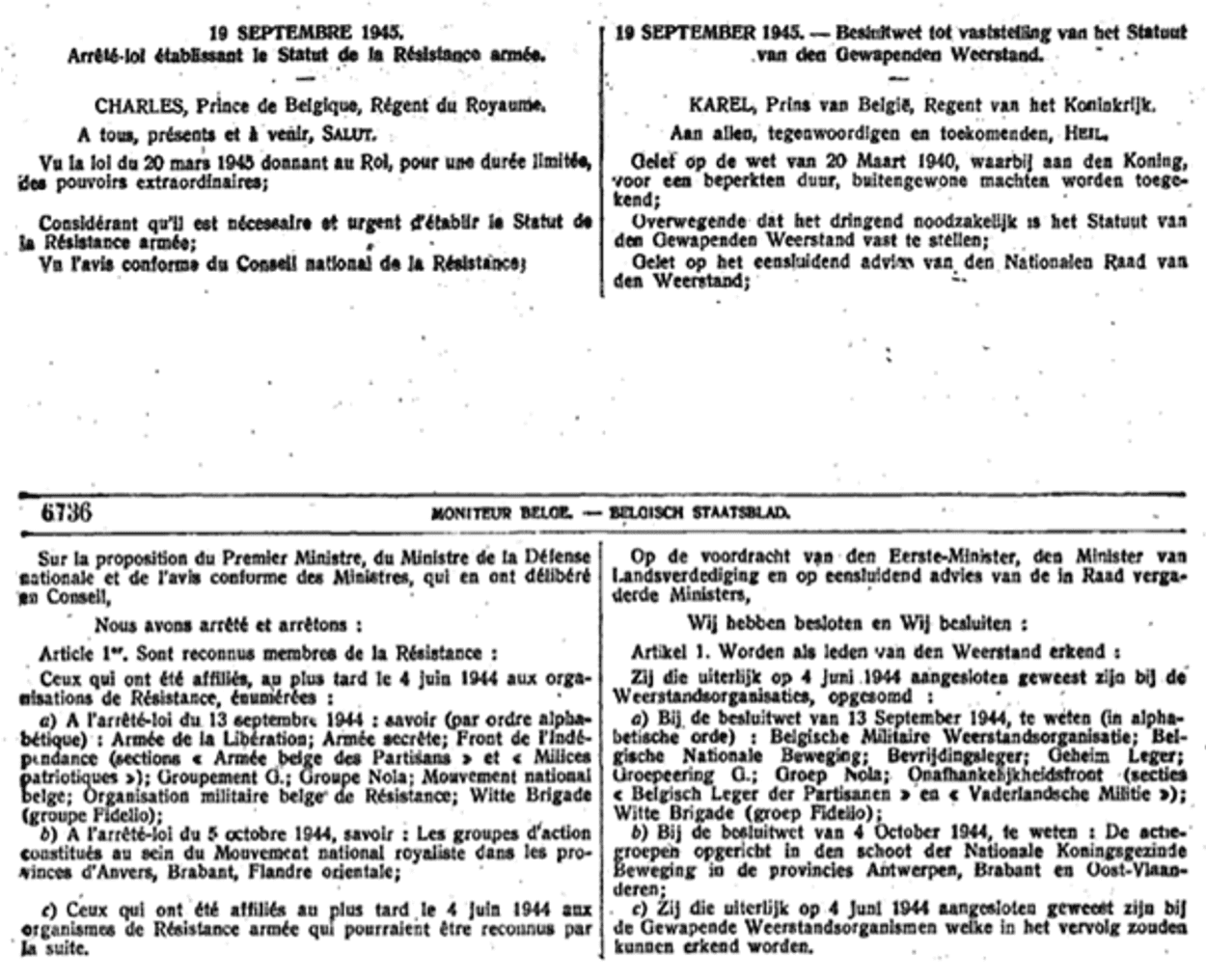 Résistance armée, arrêté-loi